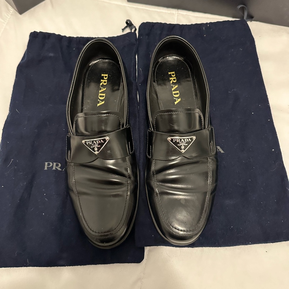 Prada - Brushed Leather Loafers